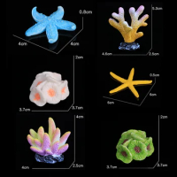 6-piece set of artificial coral cute ornaments gift aquarium ornaments multi-color resin fashion art craft fish tank ornaments