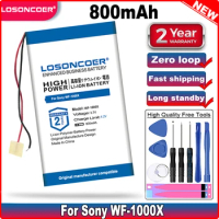 LOSONCOER WF-1000X 3000mAh Battery For Sony WF-1000X Headset 2 Lines Batteries