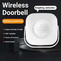 C9 Wireless Doorbell 4 Volume Level Infrared Motion Sensor Plastic 360 Degree Rotatable Smart Door Bell Chime for Shop