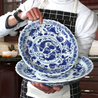 蒸魚盤碟大號家用陶瓷魚盤子超大酸菜魚盆魚盤剁椒魚頭大盤子圓形