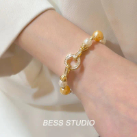 BESS STUDIO gelang mutiara lombok asli air laut wanita Gelang balok emas manik manik aesthetic