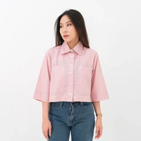 SAGI - Sienna Stripe Crop Shirt | Korean Crop Blouse Kemeja | Atasan Wanita Formal Casual Kantor All