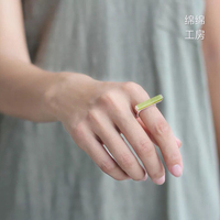 925純銀飾品【方寸】簡約 極簡鑲橄欖玉戒指 女款開口銀戒指送人