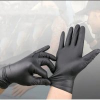 Universal Disposable nitrile gloves black gloves household food grade oil resistant acid alkali resistant non slip 30/50/100pcs