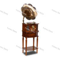 Multi Functional Wooden Antique Vinyl Record CD MP3 Player with Built-in AM/FM Radio and Speaker Phonograph Player