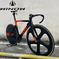 Winow Track Bike Fixed Gear Bicycle Carbon Frame 49T Crankset Carbon Fork Racing Complete Bike Professional Track Cycling Bikes