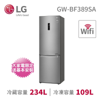 LG樂金 343公升 WiFi 直驅變頻 雙門冰箱 晶鑽格紋銀 GW-BF389SA