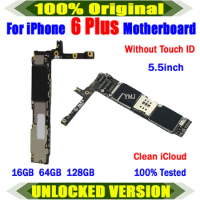 Free Shipping Mainboard For iphone 6 Plus 5.5”Motherboard Original Unlock For iphone 6 PLUS Clean iCloud Logic Board 16g/64g