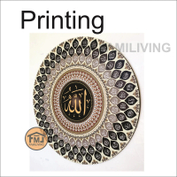 Kaligrafi Printing Asmaul Husna Bulat 60cm Hiasan Dinding