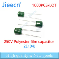 1000PCS 250V 2E104J 100NF 0.1UF 104 104J 5% Polyester film capacitor