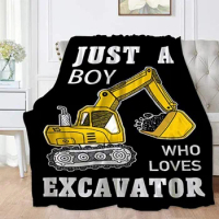 3d Printed Engineering Vehicle Excavator Blanket Nap Cover AirConditioner Portable Home Office Lunch Break Throw Gifts for Kids