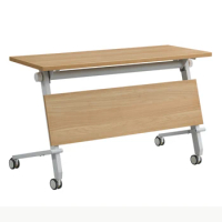 Modern Simple Wood Top Steel Frame Rectangle Folding Training Desk Foldable Training Table