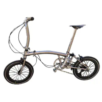 Super Light Foldable Bicycle for Adults, Commuter Cycling, External 7 Speed, Titanium Alloy, Trifold Brompton Bike, 16 Inch