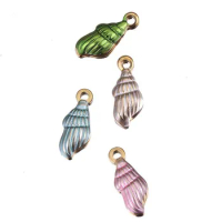 2 PCs Stainless Steel Sea Snail Charms Gold Color Enamel Conch Pendants For DIY Earrings Necklaces Jewelry Finding Accessories