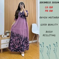 Sekdress susun rayon mutiara busui