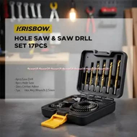 Krisbow Hole Saw & Saw Drill 17pcs Perlengkapan Mata Bor Dan Mata Gergaji 17 pcs Kris Bow Gergaji Lu