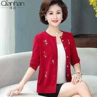 ♢Trung Niên Và Cao Tuổi Của Phụ Nữ Mùa Xuân Và Mùa Thu Cardigan Kiểu Phương Tây Phong Cách Áo Len Dệ