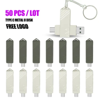 50Pcs/lot USB Flash Drive 2 IN 1 USB 2.0 &amp; Type C OTG Pen Drive 4GB 8GB 16GB High Speed USB Stick Pendrives 32GB 64GB 128GB