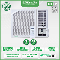 EVEREST 2.0HP Non Inverter Window Type Aircon/ Fast Cooling/ Healthy Air Filter/ Remote/ 22-34 sqm