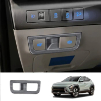 Car Headlight Switch Frame Trim Cover For Hyundai KONA 2024+ Car Interior Accessories Wood Grain