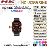 AMOLED 4G Smartwatch with Camera 2GB +16GB HK Ultra One Smart Watch Android Support SIM Card Wifi GPS Download APP Game