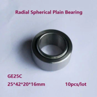 10pcs/lot GE25C GE25UK 25mm 25×42×20×16mm Radial Shaft Spherical Plain Bearing with Self-Lubrication 25*42*20*16mm