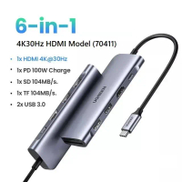Bộ chia cổng, Hub USB typeC, USB type-C to HDMI/Hub USB 3.0/SD/TF Ugreen 70410/70411 cao cấp