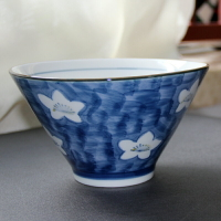 日式和風斗笠碗 陶瓷面碗青花瓷釉下彩繪櫻花餐具大碗日式拉面碗