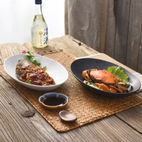 Japanese and Korean ceramic curry dishes oval ceramic dishes household fish dishes simple dishes restaurant tableware dishes