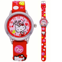 【HELLO KITTY】HELLO KITTY 羞澀心情時尚造型腕錶-紅色-KT013LWRR-A