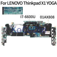 KoCoQin laptop Motherboard For LENOVO Thinkpad X1 YOGA Core SR2F1 I7-6600U 8GB Ram Mainboard 01AX808 14282-2M 448.04P15.002M