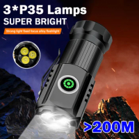 Super Bright 3 LED Mini Flashlight 2000LM SST20 Portable EDC Torch with Tail Magnet TYPE-C Rechargeable IP68 Camping Lantern