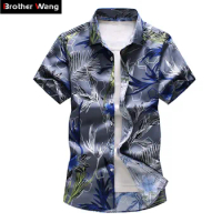 16 Color Men's Floral Shirt 2023 Summer New Fashion Casual Hawaii Printing Short Sleeve Shirt Male Brand Plus Size 5XL 6XL 7XL