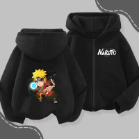 Naruto Children's Autumn Winter Zipper Sweatshirt 2025 New Cartoon Hooded Cardigan Sweatshirt for Ol