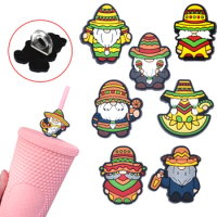 1PCS new mexican straw topper PVC mexican mexico charms straw toppers for tumbers