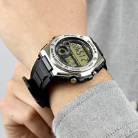 CASIO手錶 金屬風兩地時間電子膠錶【NECD21】