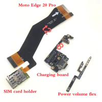 For Motorola Edge 20 Pro Sim Card Holder Socket Slot And Charging Board And Power on off Volume Flex Canle Original