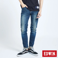 【EDWIN】男裝 503輕磨破窄管牛仔褲(中古藍)