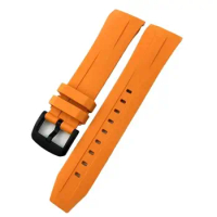 PCAVO Rubber Watchband 21mm 22mm Fit for Tissot T120417 T120407 SEASTAR Sport Diving Watch Strap Black Orange