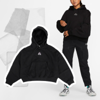 Nike 帽T ACG Tuff Knit 黑 保暖 連帽上衣 內刷毛 寬鬆 短版 休閒 穿搭 DQ5808-045