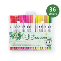 12/24/36/48/60/80/100 Color Fineliner Art Marker Pens Drawing Painting Watercolor Dual Tip Brush School Stationery Dropship