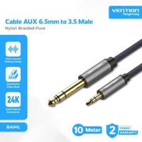 Vention Kabel Audio AUX 6.5mm Male to 3.5mm Male Stereo TRS Nylon Braided Pure HiFi Gold Plated Audi