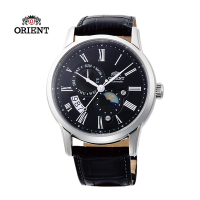 ORIENT 東方錶 SUN&amp;MOON系列 日月相錶 皮帶款 黑面 RA-AK0010B - 42.5 mm