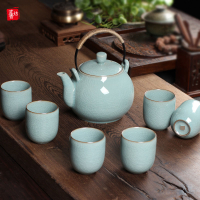 【1604人收藏】青瓷茶具套裝家用陶瓷大號提梁壺泡茶壺茶杯禮盒裝大容量涼茶壺