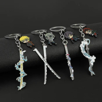 Anime Demon Slayer Sword Keychain Kimetsu no Yaiba Tomioka Giyuu Kochou Shinobu Weapon Cosplay Key Chain Metal Pendant Keyring