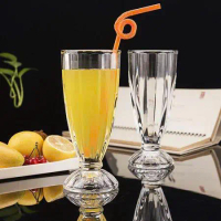[ GOCHY ] Set 6 ly sinh tố dáng sọc có chân dầy dặn chắc chắn, làm ly caphe sưɑ~ đá, sinh tố, sưɑ~ c
