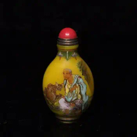 Rare Qing Dynasty CHINESE Old colour glass PAINTING SNUFF BOTTLE,Lao Han,Free shipping