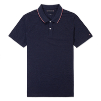 Tommy Hilfiger 熱銷刺繡領滾邊Logo短袖Polo衫(SLIM FIT)-麻花深藍色