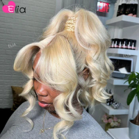 613 Blonde Full Lace Wig Human Hair Pre Plucked Remy Brazilian 100% Human Hair Body Wave Ponytail Ha