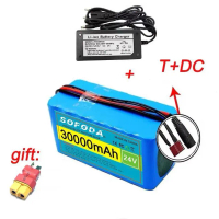 แบตเตอรี่ลิเธียม 24V 30AH/48AH/100AH แบตเตอรี่ 1000W E-bike 29.4V BMS + charger แบตเตอร์รี่รถไฟฟ้า แ